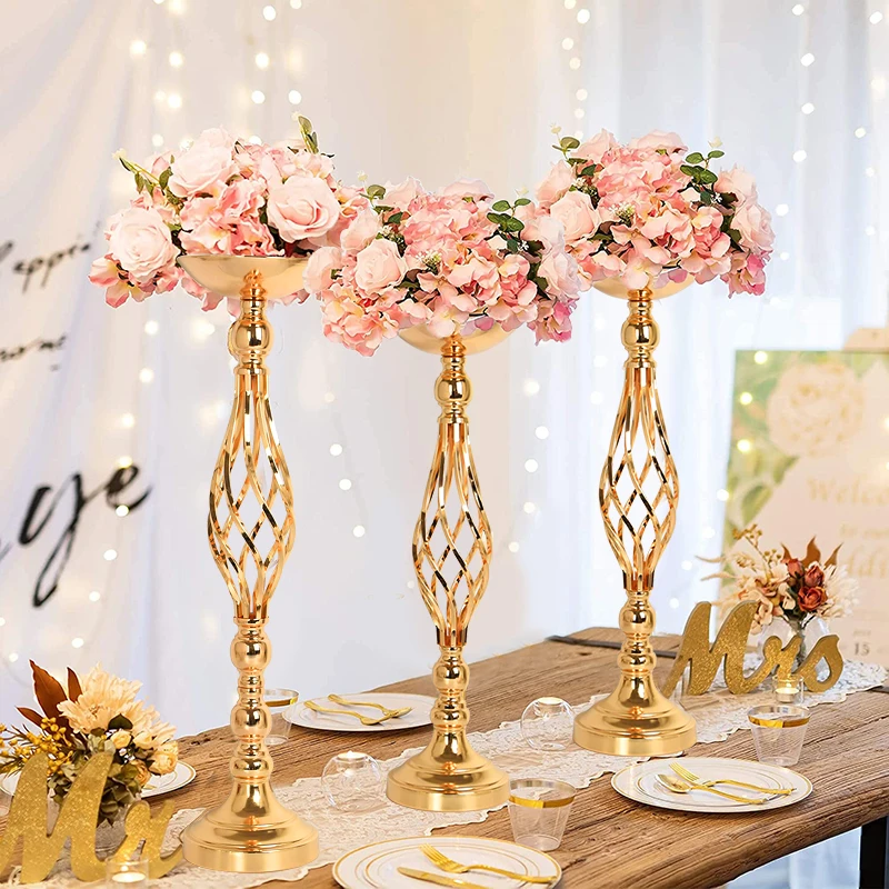 

Wedding Centerpiece Flower Candle Holder Stand Wedding Table Metal Candlestick Candle Stand Flower Vase Valentine Party Decor