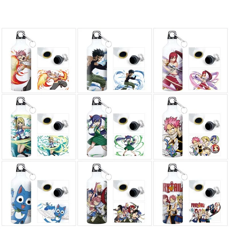 

600Ml Kettle Anime Cartoon Fairy Tail Natsu Gajeel Erza Sports Kettle Aluminum Kettle Cup Student Office Portable Outdoor Teapot