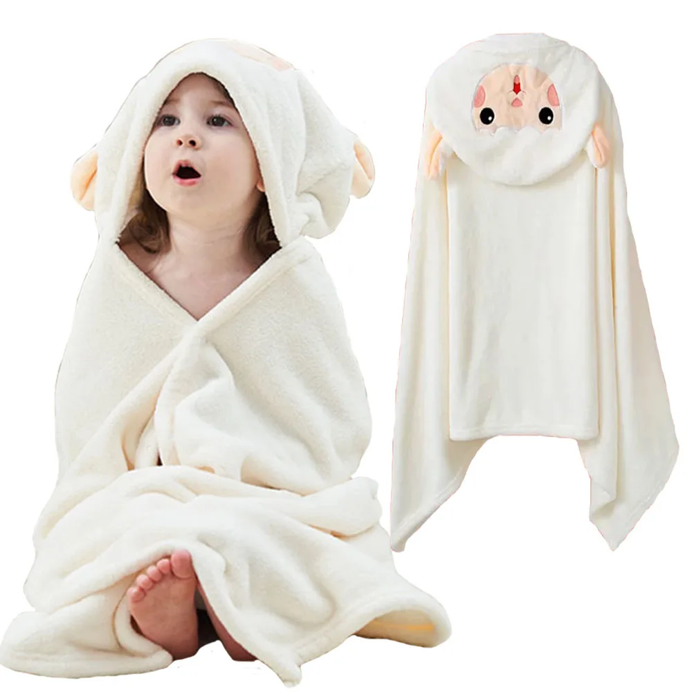 

Baby Bathrobe Flannel Cloak Cartoon Boy Girl Ultra-Soft Hooded Cover-Up Spa Velvet Robe Bath Pool Towel Baby Shower Gift