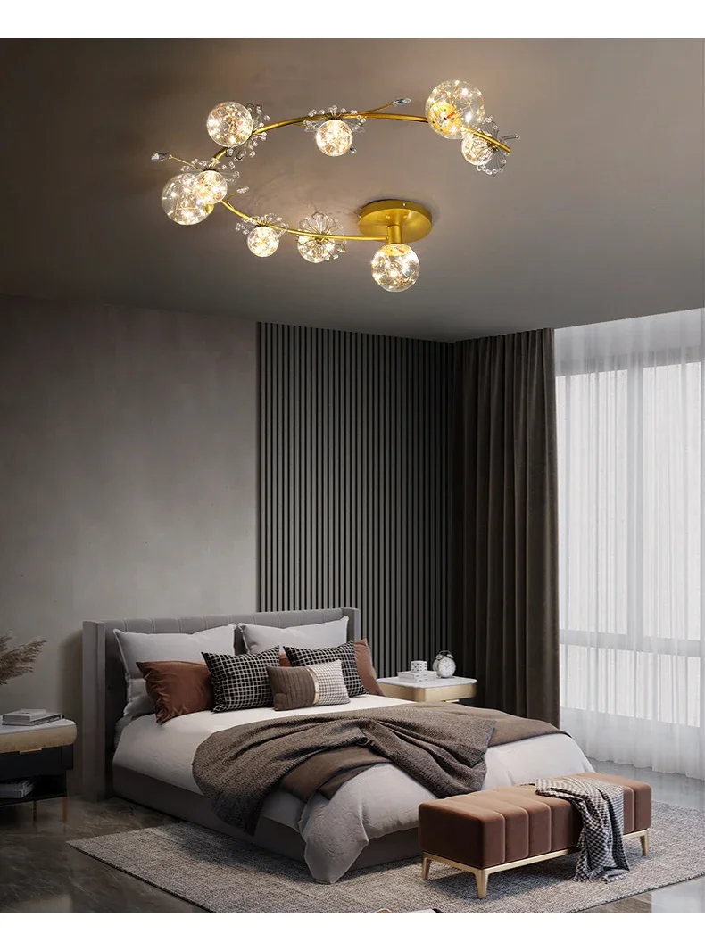Description Picture 6 of itemModern LED Chandelier Style Design for Living Room Bedroom Dining Room Kitchen Ceiling Lamp Gold Crystal Glass Ball Star Light