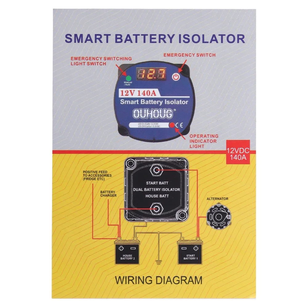Battery Isolator Car Start Relay Updated Digital Led Voltage Sensitive Relay 12v 140a Split Charge Vsr Campers Van Smart Isolator Interior Replacement Parts