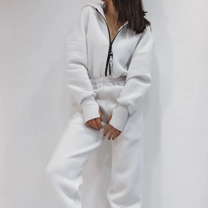 

2022 Autumn Women's Fashion Simple Sporty Zipper Hooded Bodysuit Tunic Jumpsuit