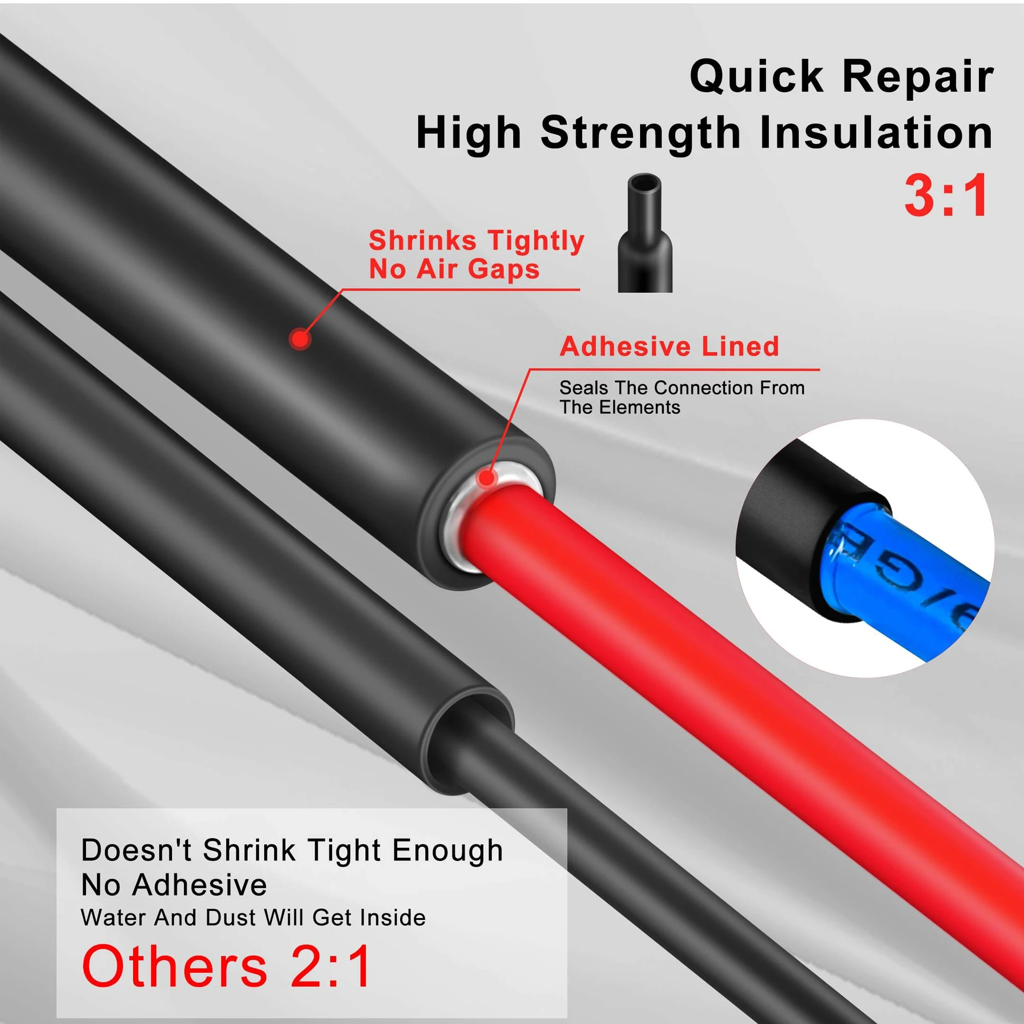 3:1 Heat Shrink Tube With Glue Inside 100 PCS 8 Size 1.6/2.4/3.2/4.8/6.4/7.9/9.5/12.7mm Wrap Wire Cable Kit heat shrink tube