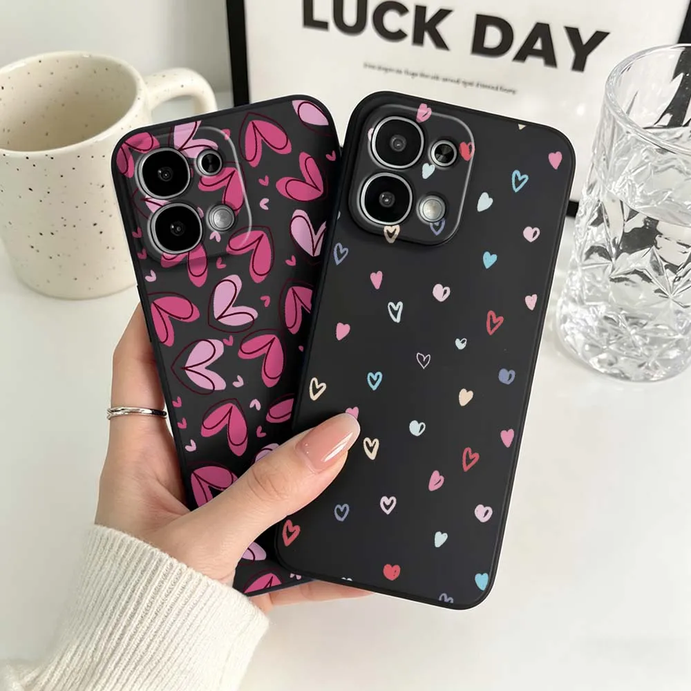Artistic Red and Pink Hearts Phone Case - Black Finish