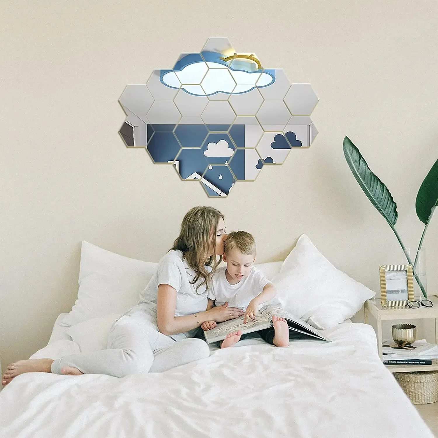 6/12pcs 3D Hexagon Acrylic Mirror Wall Stickers - Self-Adhesive DIY Decor for Living Room, Bedroom, Bathroom & TV Background Se27004d2c3ec49b8ae5900457e0923bbv