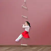 Kids Fitness Toy Wooden Rope Ladder Multi Rungs Climbing Game Toy Outdoor Training Activity Safe Sports Rope Swing Swivel Rotary 2