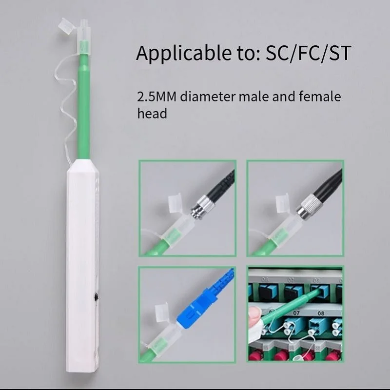 SC/FC/ST 2.5mm FTTH penna per la pulizia in fibra ottica LC/MU 1.25mm pulizia con un clic strumenti per la pulizia della fibra detergente per connettori in fibra ottica