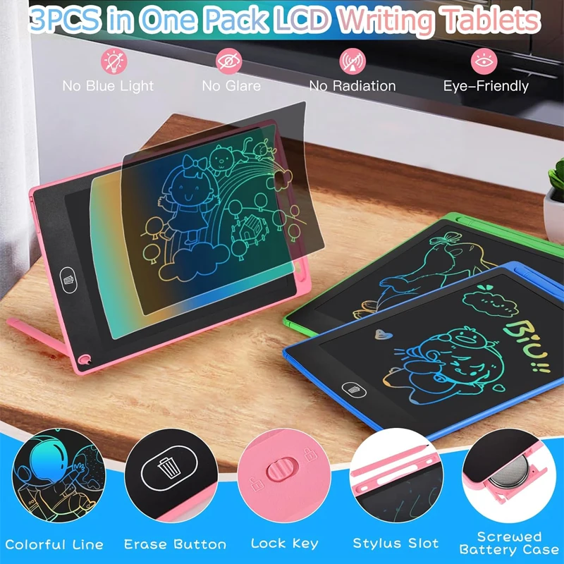 어린이 필기 보드 그래피티 연습 드로잉 보드, 빛 에너지 작은 칠판 와이퍼, 남아 및 여아에게 적합