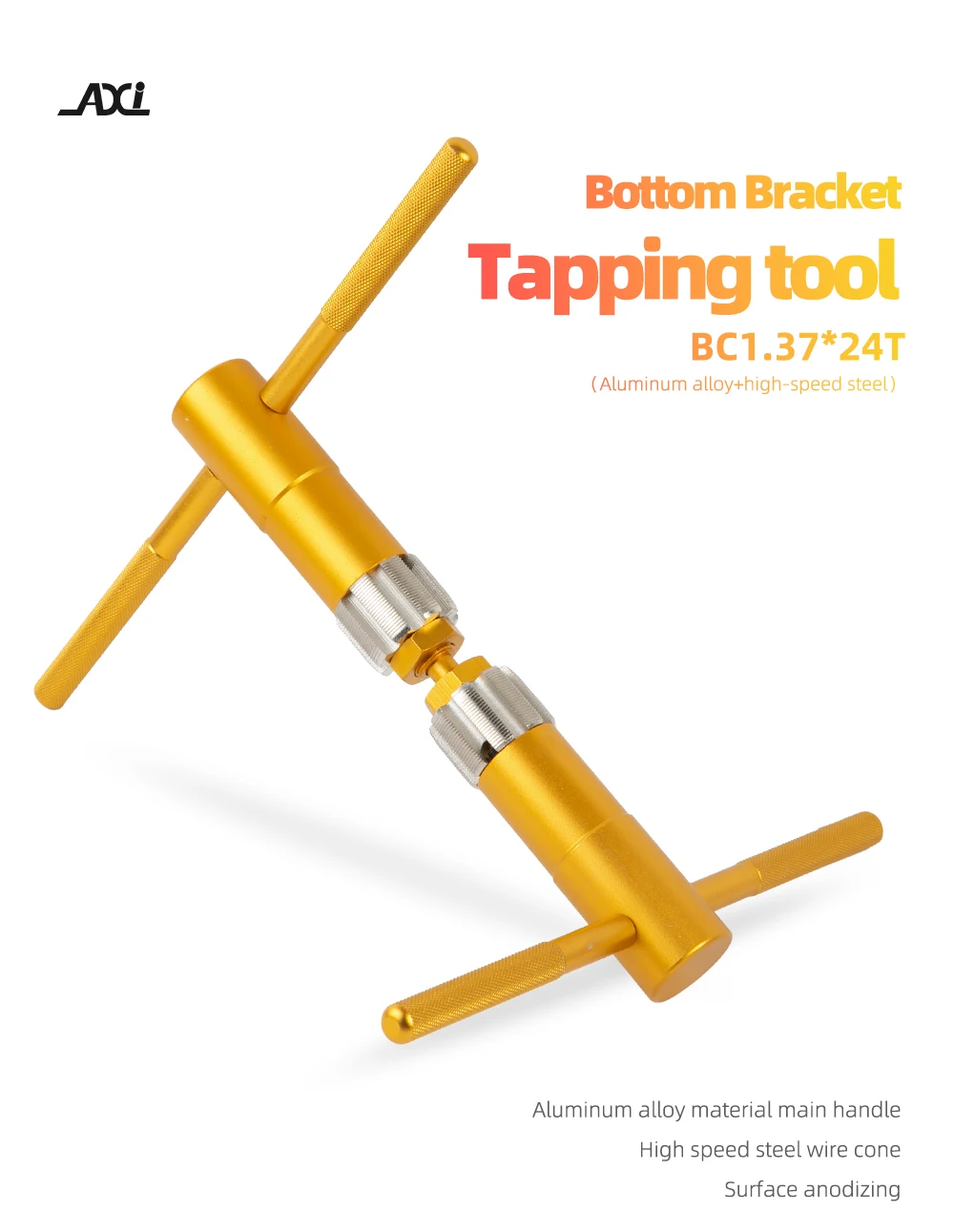 AXI Adjustable Ratchet Tap Holder Wrench Set BC1.37x24 BSA Thread Bottom Bracket Tapping Tools For Bike Repairing Workshop Tool