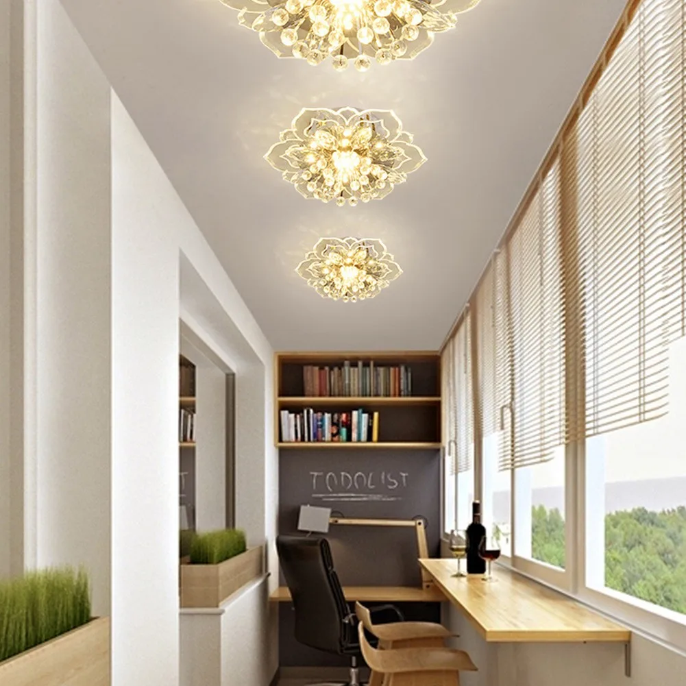 ceiling mounted light Modern crystal ceiling lamp chandelier corridor living room bedroom kitchen terrace lighting living room colorful 9W LED ceiling light fixture