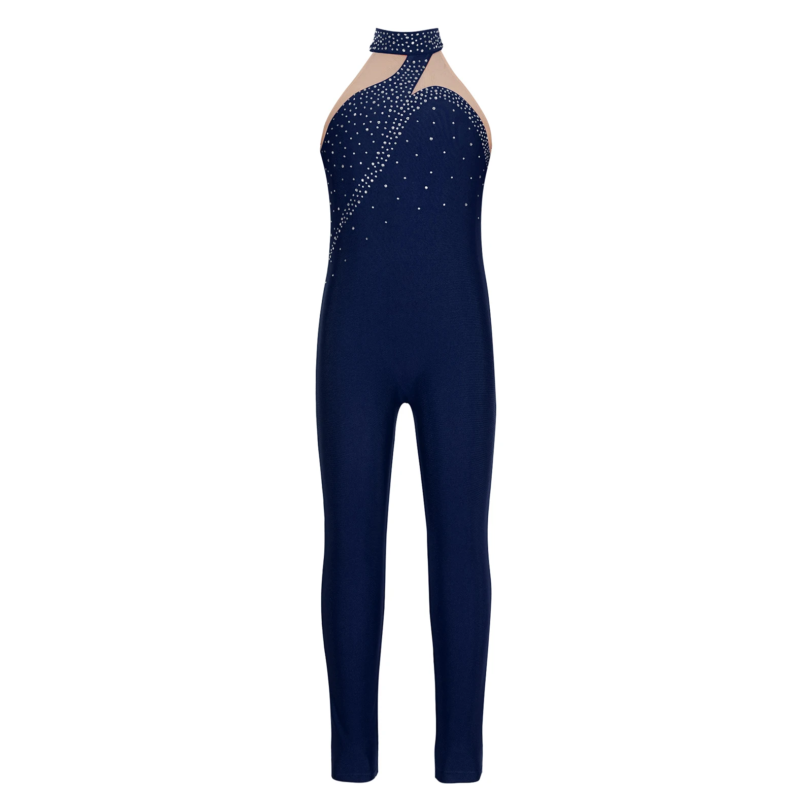 

Teens Girls Rhythmic Gymnastics Unitards Jumpsuit for Ballet Dancing Kids Shiny Rhinestone Figure Ice Skating Bodysuit Dancewear