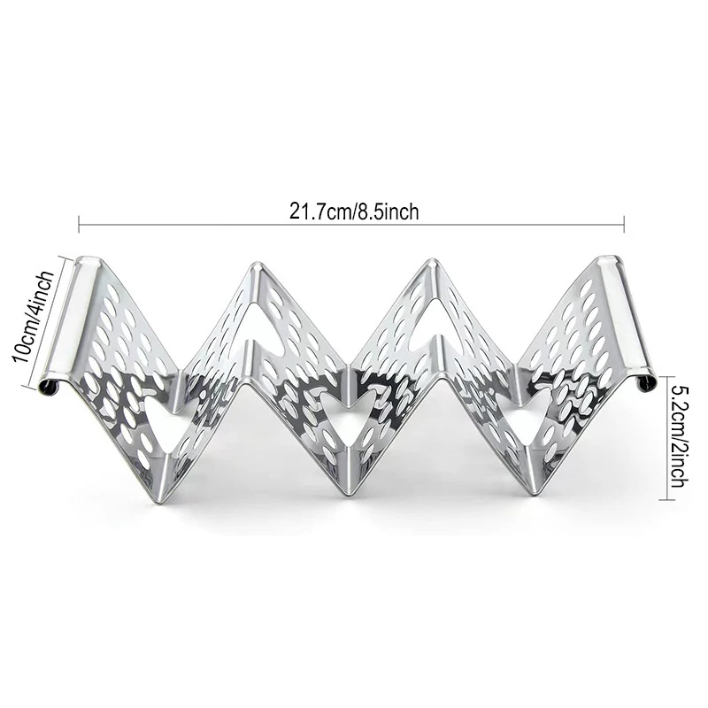 Stainless Steel Taco Holder Mexican Roll Rack Wave Shape 3 Compartment Tortilla Tray Baking Tools Kitchen Gadgets