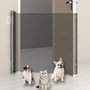 Retractable Gate Indoor Retractable Pet Gates for Dogs Stair Door Partition Childproof Net Cat Baffle No-Drill for Deck Kitchen 1