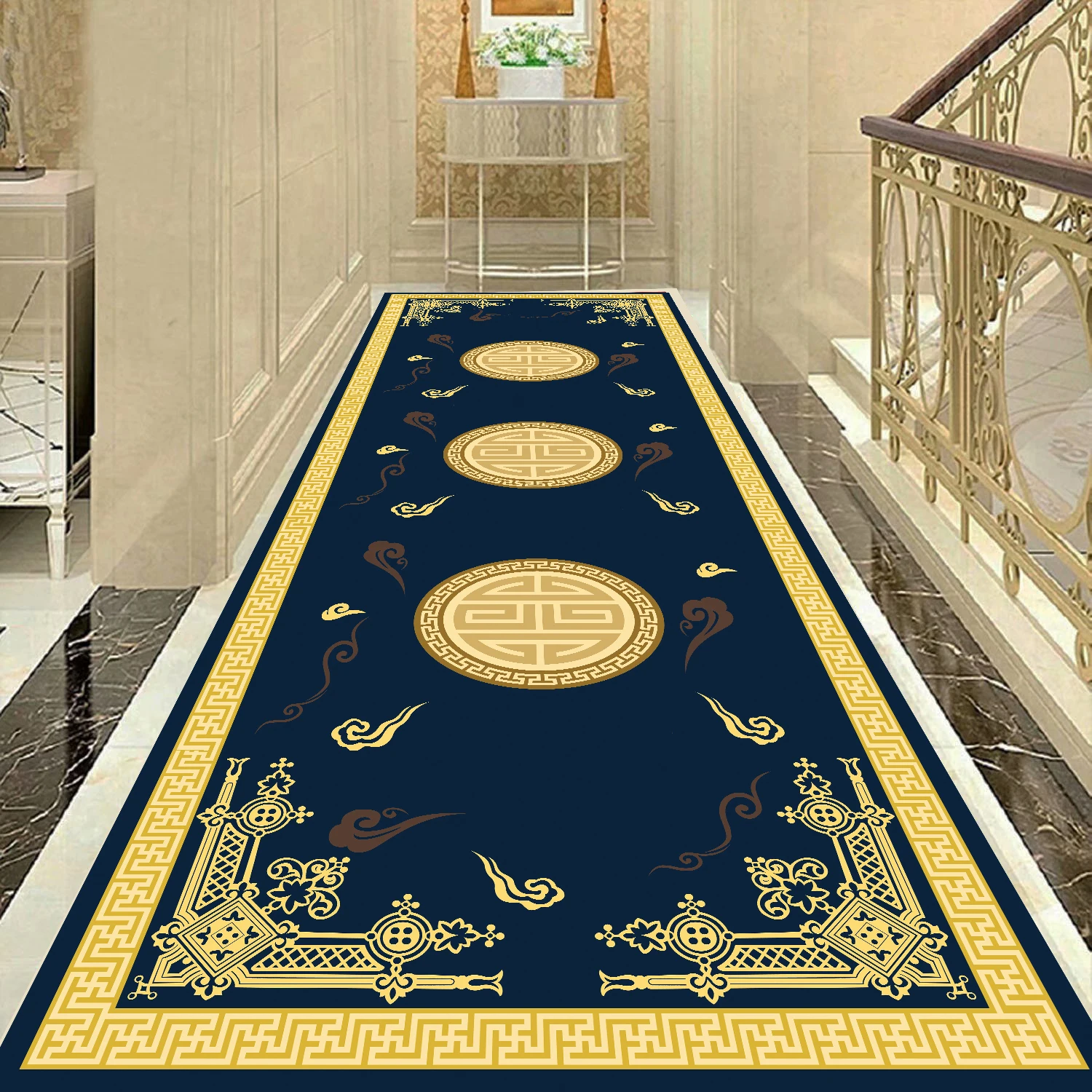 Morocco Long Runner Carpet Hallway Luxury European Style Corridor Rug Anti-skid Floor Bedside Kitchen Mat Passageway Aisle Rug