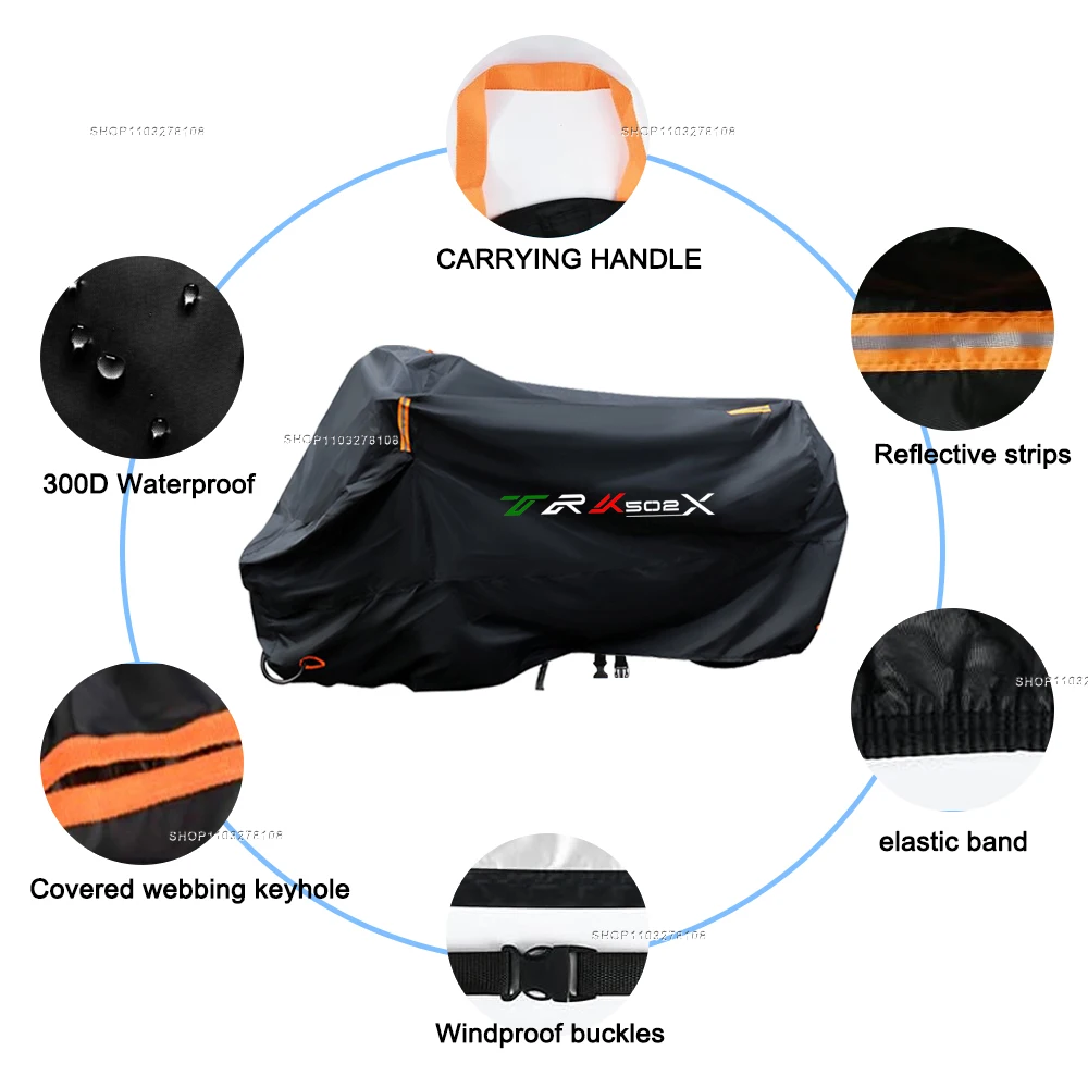Motorcycle Cover Waterproof Outdoor All Season Dustproof UV Protective Moto Rain Cover for Benelli TRK 502x 502 motorcycle cover