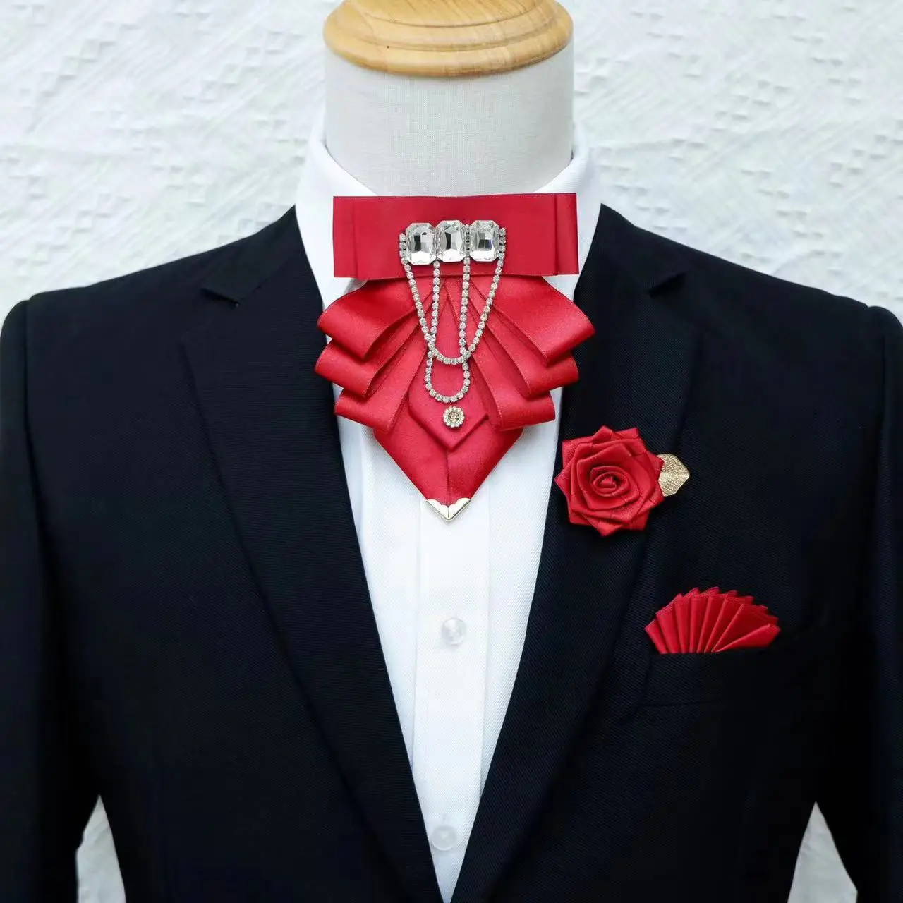 Lovacely Men & Women Ribbon Bow Tie Fashion Rhinestone