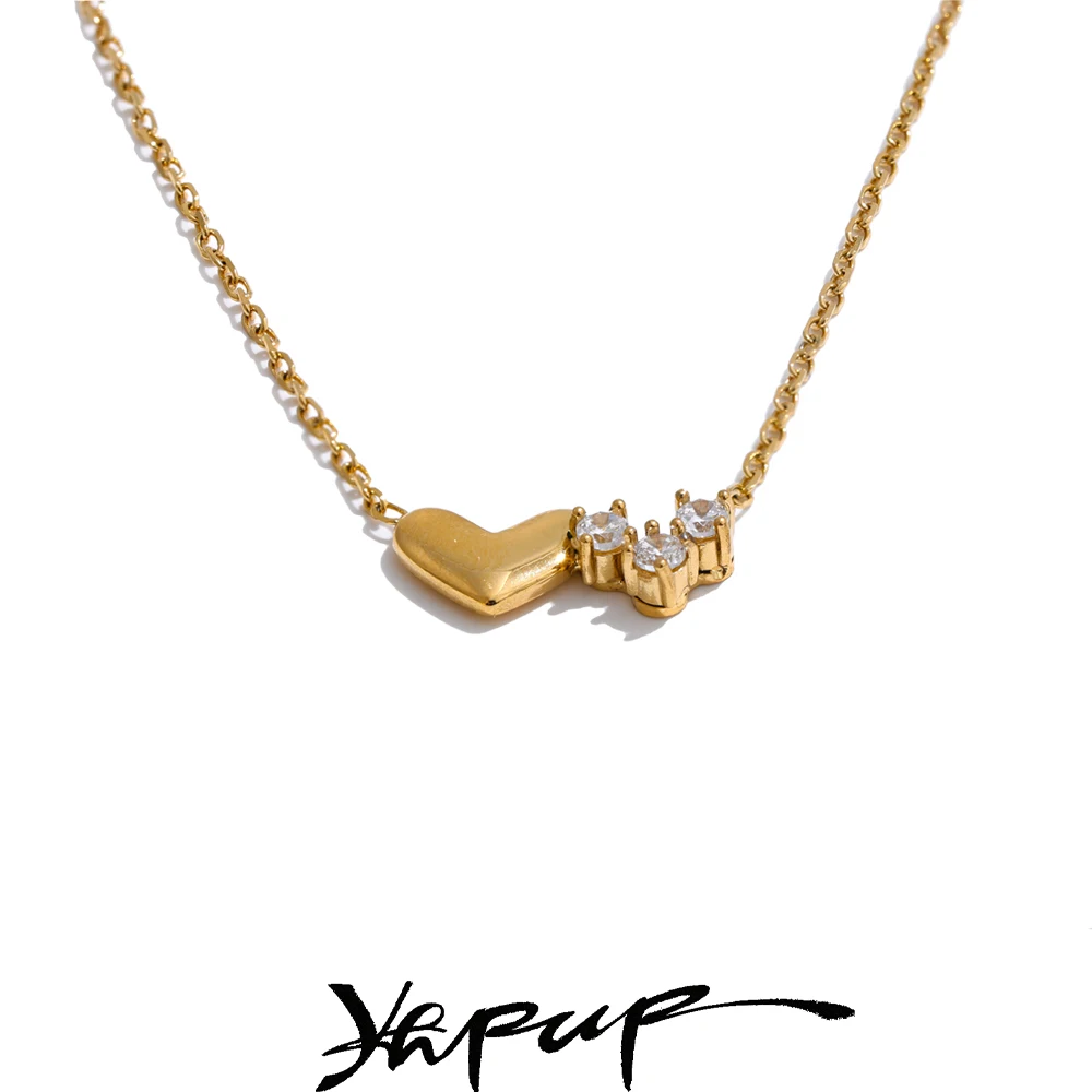 Yhpup Necklace Stainless Steel Zirconia Color, Delicate