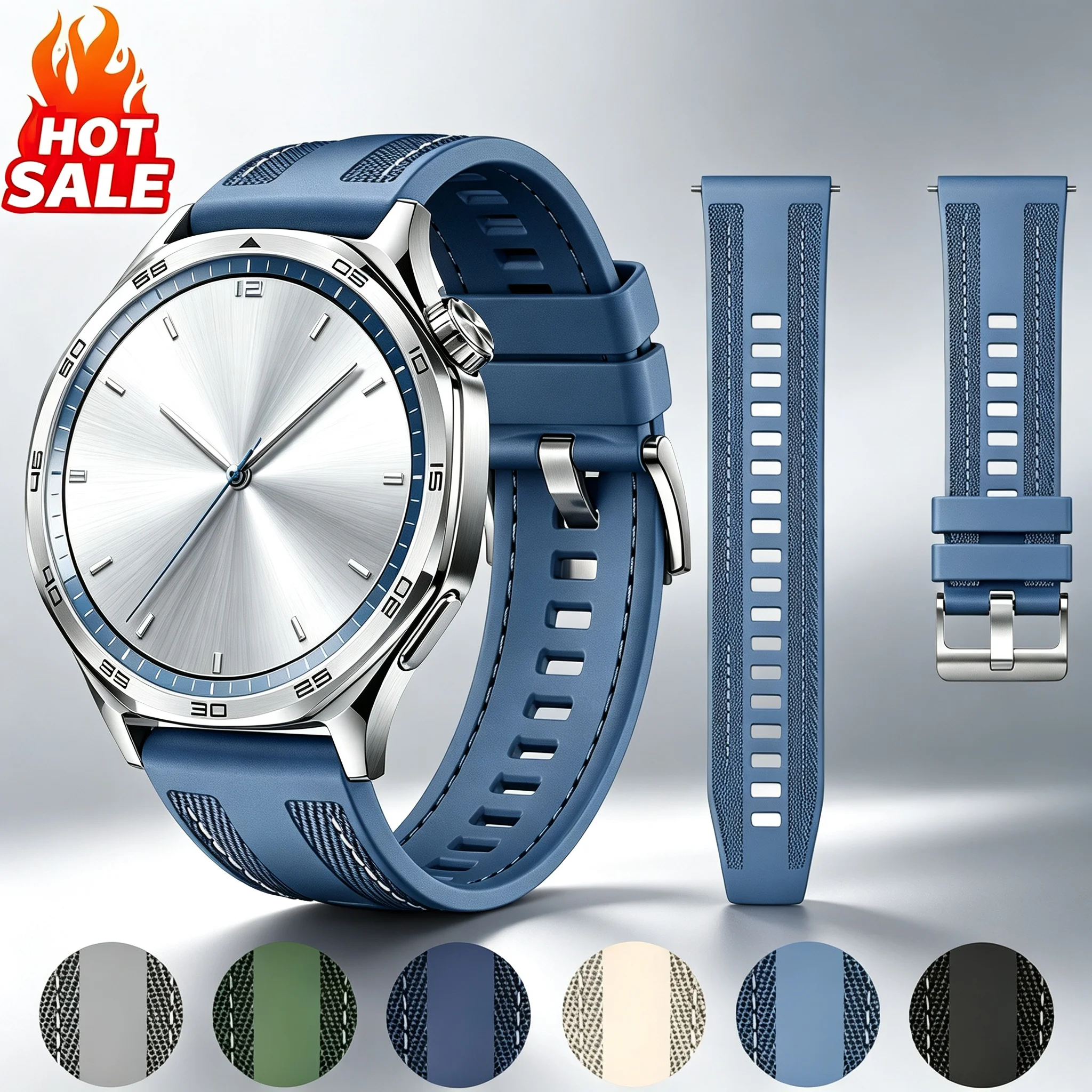 Versatile 22mm Nylon Sports Strap - Durable & Stylish Silicone Composite Band Bracelet