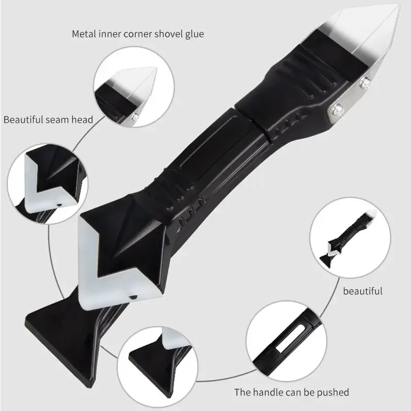 Silicone Scraper Squeegee Glue Remover Knife Caulking Angle Beauty Crack Trowel Tool Grout Scraper Kit 3in1 Multifunctional Home silicone scraper