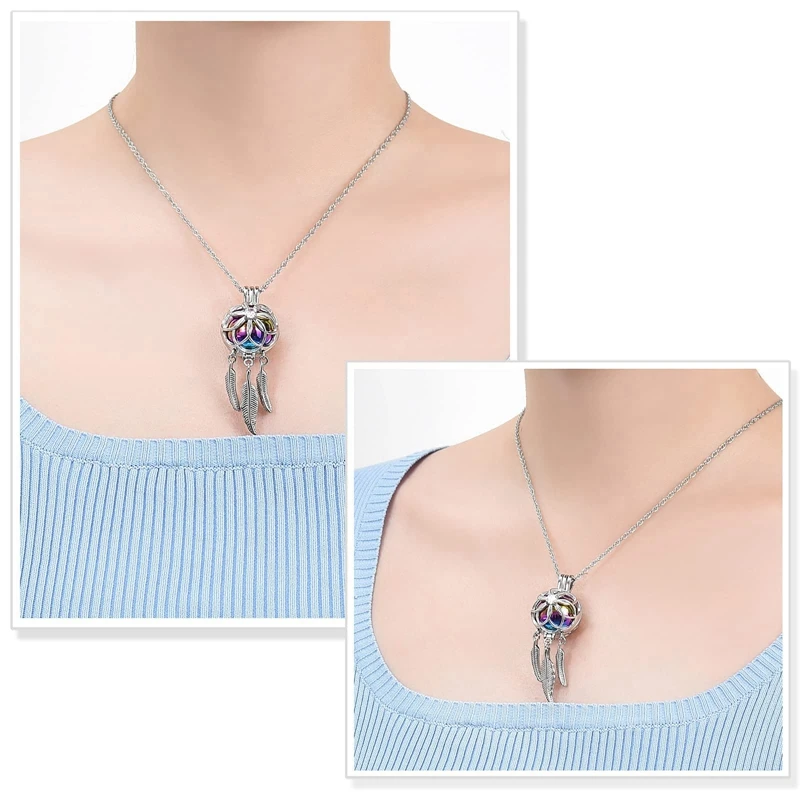 Cremation Jewelry Urn Pendant Necklace with Hollow Urn Cremation Jewelry for Ashes Dream Catcher Shape Pet Cremation Portable Memorial Box