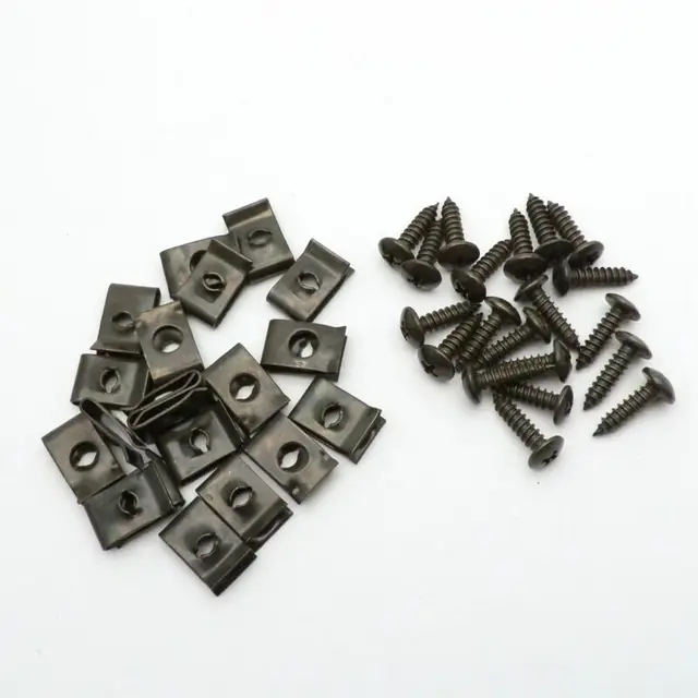 20pcs Car Metal Screw Fastener Clips U-Type Clip With Screw Anti