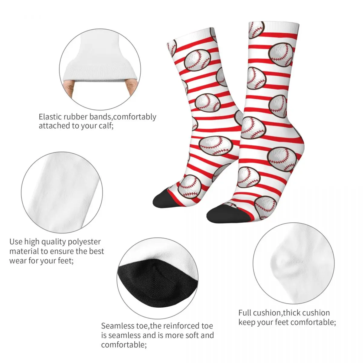 Harajuku Women Men Baseball Player Lover Sportswear Dress Socks Stuff Cozy Socks Soft Birthday Present