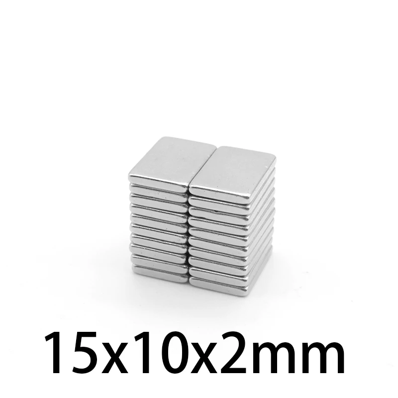 

10/20/50/100/150/200PCS 15X10X2 mm Rectangular Rare Earth Neodymium Magnet N35 Block Strong Powerful Magnets 15x10x2mm 15*10*2