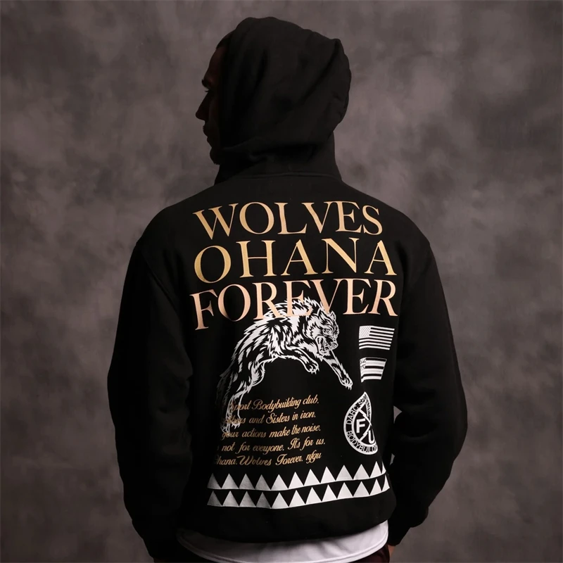 

DARC Wolf Print Hooded 2023 Terry Cloth 350G 100% Cotton Thick Men'S Hip Hop Hoodie Streetwear Cotton Hoodies Pullover 31 Color