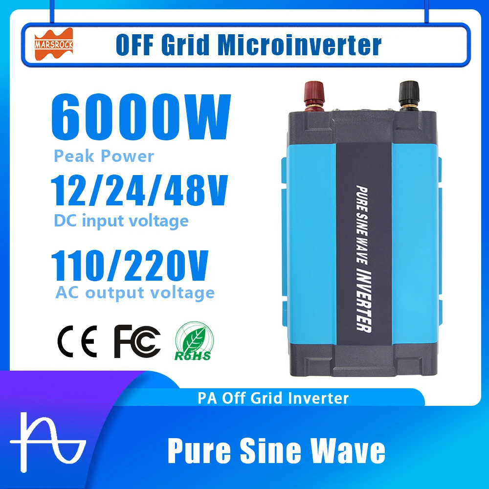3000W 6000W Inverter A Onda Sinusoidale Pura 12/24/48V A Ac 110/220V Inverter Solare Convertitore Di Potenza Elettrodomestico Inverter Portatile