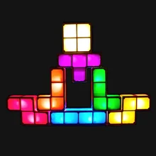 

DIY Desk Lamp Tetris Puzzle Table Lights LED Night Light Induction Stackable Constructible Block Novelty Toy Children Kids Gift