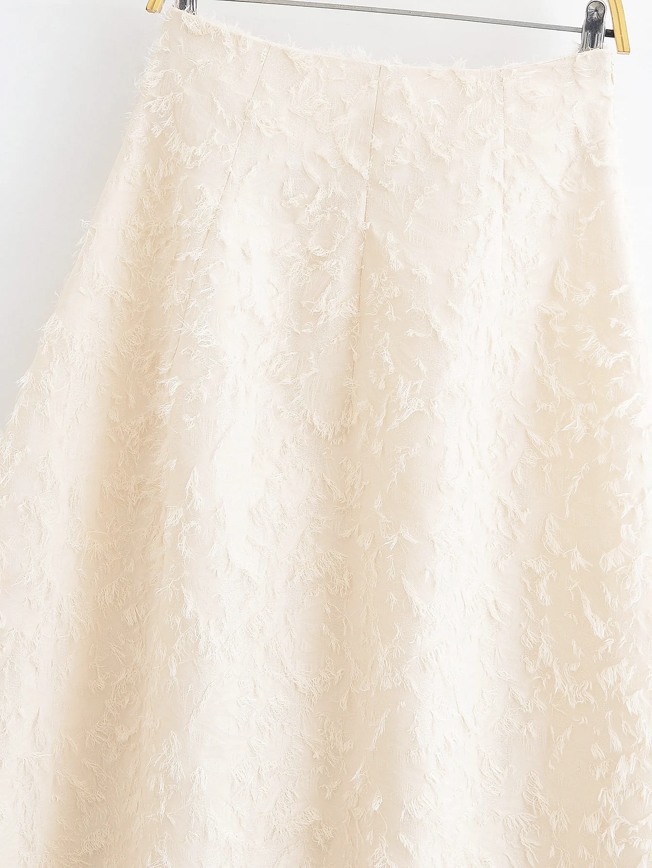 Women's Spring Autumntassel Trim Furry Umbrella Skirt Midi Skirt Female Casual Versatile Half Skirt Lady High Waist A-Line Skirt