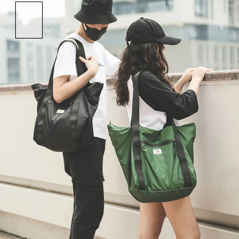 

Luxury Foldable Travel Tote Bag Waterproof Nylon Shopping Bag Men Women Large Capacity Weekender Shoulder Bags Black Handbag