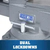 Reversible Bench Vise 8" Jaw Width 9-1/4" & 14-1/2" Jaw Opening, 4-3/4" Throat Dual lockdowns and a 360° swivel base 3