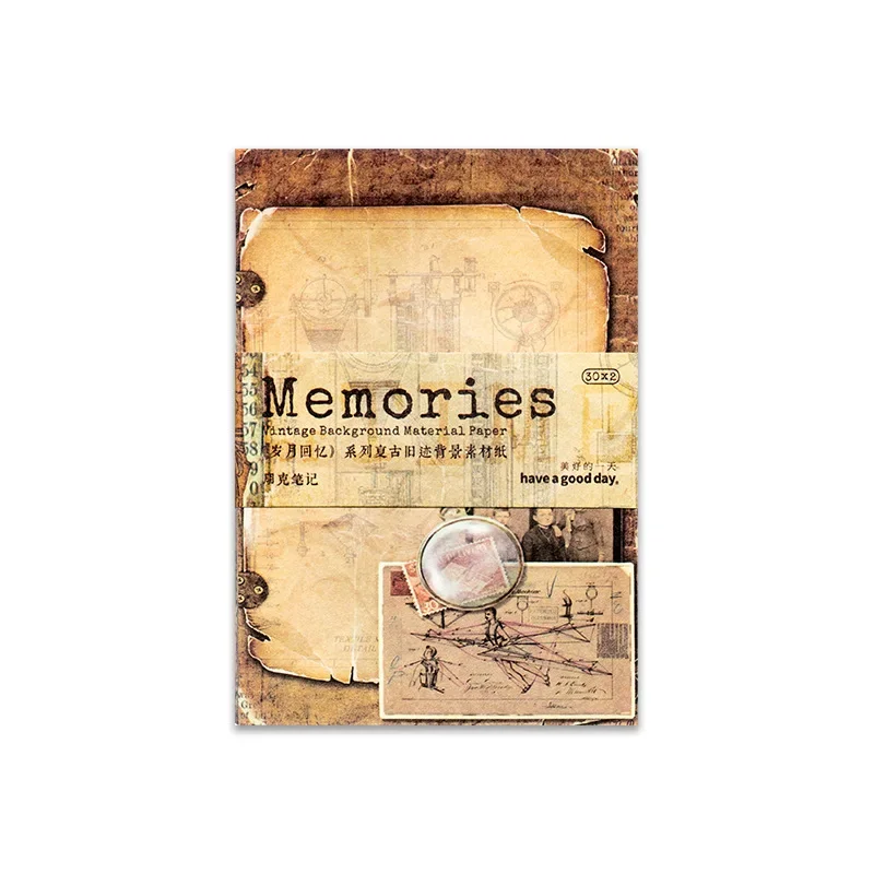 60 sheets Material paper leaf coffee stain flower notes vintage old diary DIY decorative base retro literary art 6 styles 6
