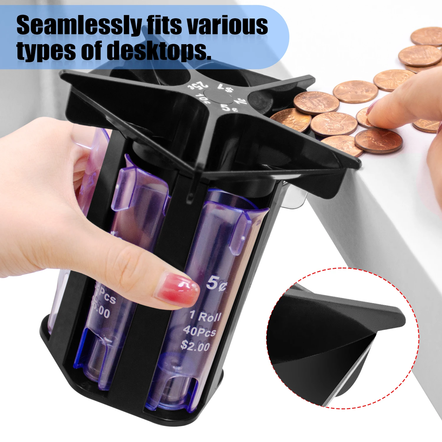 5-in-1Coin Sorter and Coin Wrappers Manual Coin Organizer for Pennies, Nickels, Dimes, Quarters, Dollars No Batteries