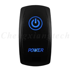 12V 20A Blue LED Waterproof Laser Rocker Switch - IP68 Rated (POWER)