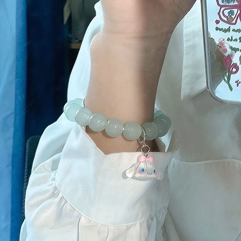 

Sanrio Kawaii Cartoon Bracelets Cute Pendant Bead Bracelets For Women Girls Pink Bead Jewelry Banquet Party Bracelet Ornaments