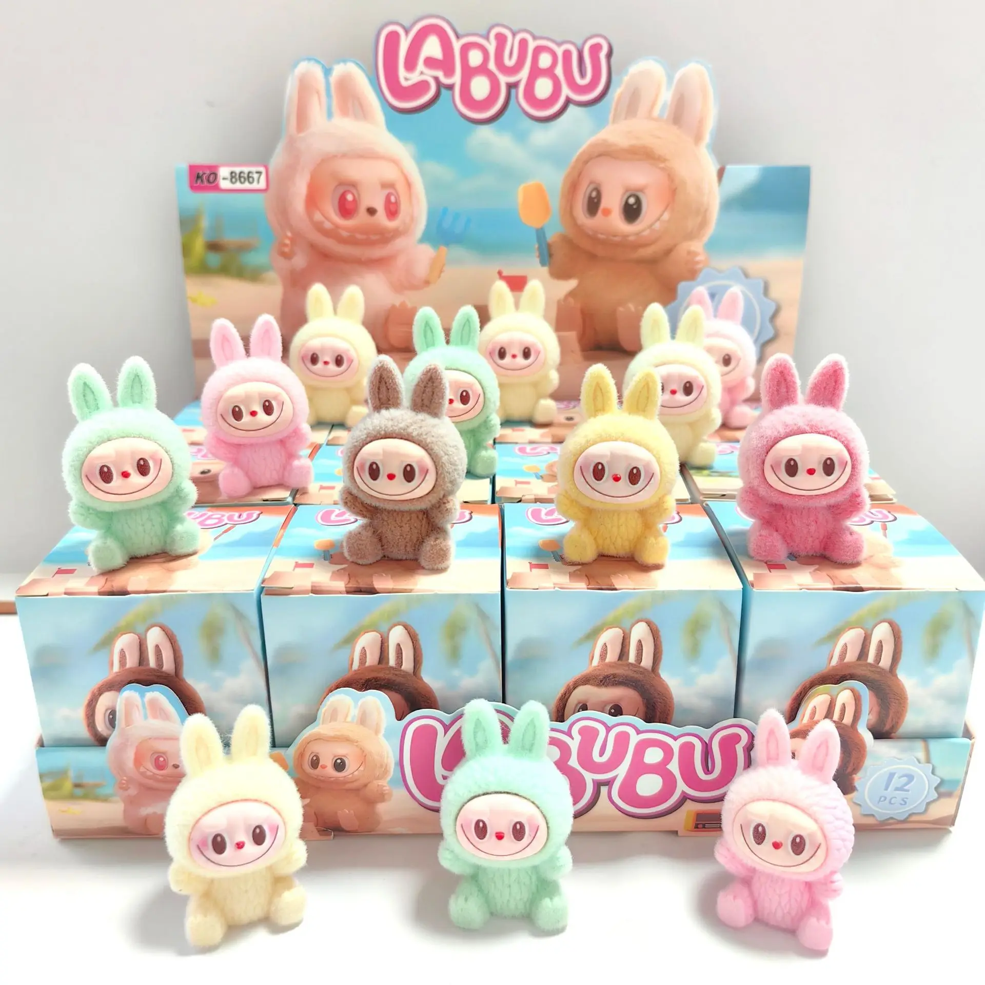New Crying Baby Labubu DORA 12pcs Blind Box Doll Flocking Mini Ornament 3D Doll Desktop Model Children Mysterious Blind Box Gift