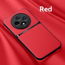Premium PU Leather Magnetic Protective Case - Hard Back Shell Cover for OPPO Reno 12FS 5G (Red)