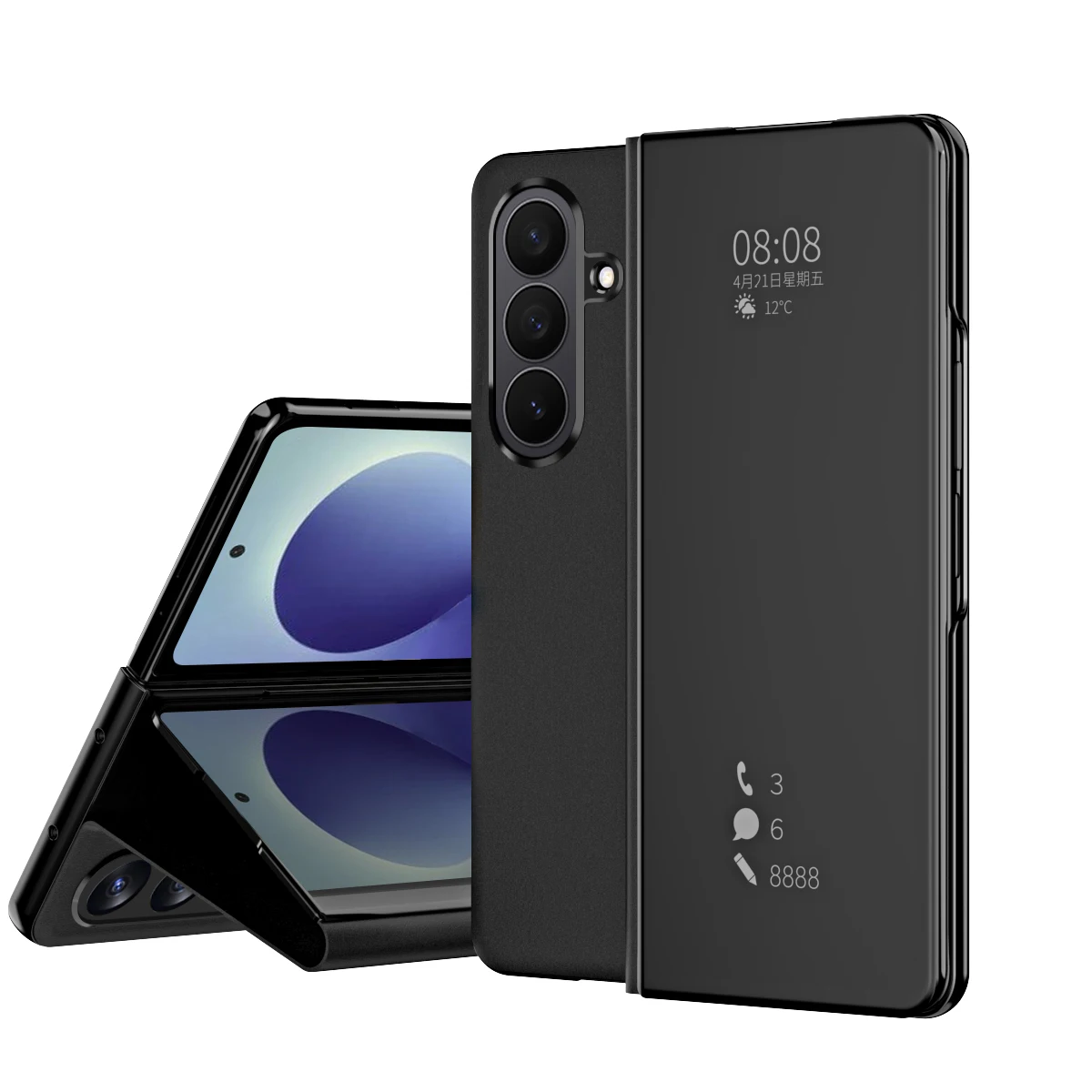 Luxury Leather Anti-Drop Phone Case with Hidden Kickstand and Anti-Fingerprint Coating