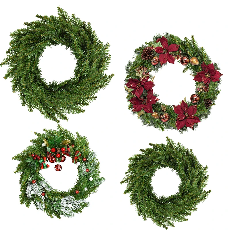

30/40cm Christmas Wreath Artificial Pine Needles Plants Rattan Garland for Home Door Wall Hanging Decoration Xmas Tree Ornaments