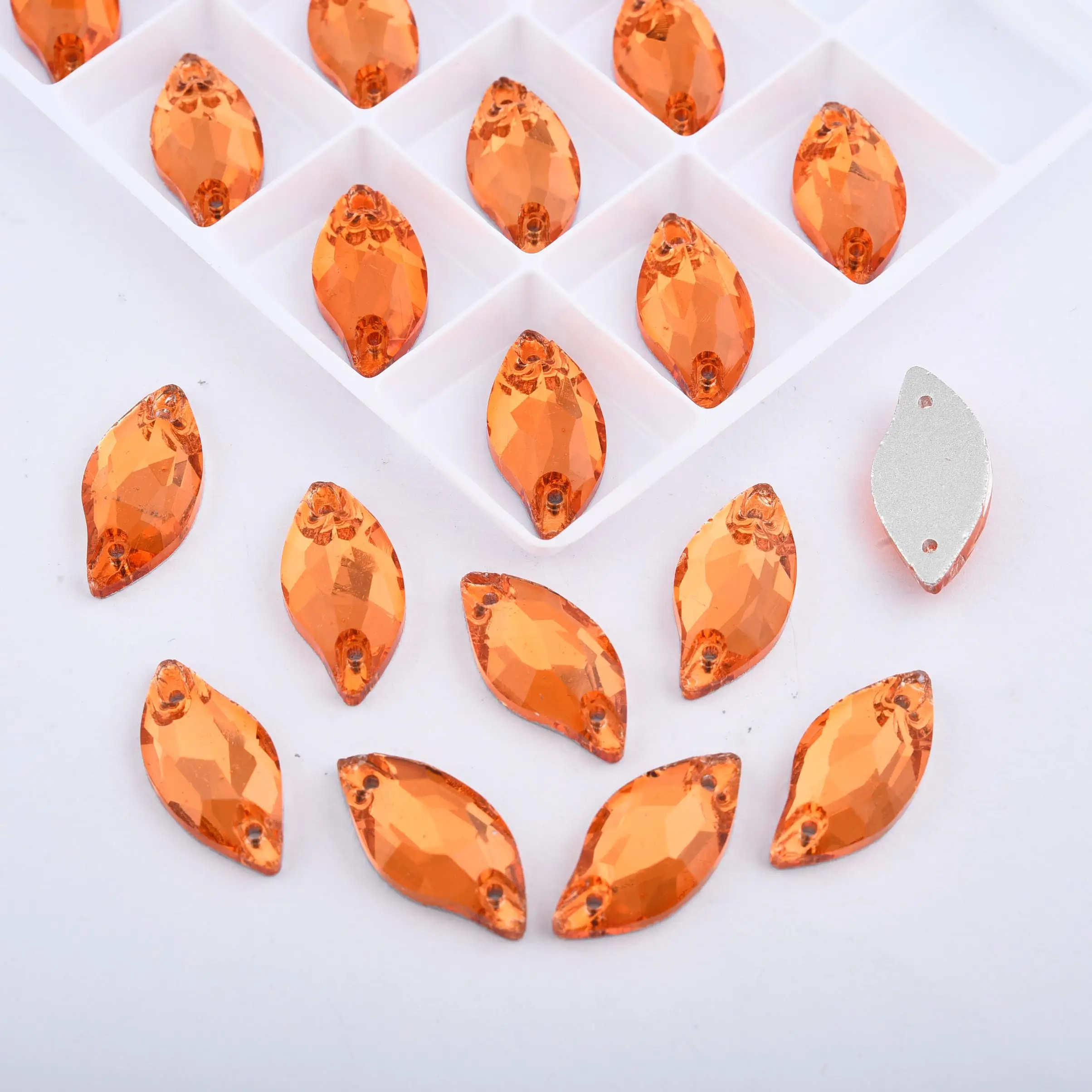 올리야 리프 올컬러 바느질용 라인스톤 AAA 글래스 플랫백 DIY 바느질 액세서리 크리스탈 글리터 글래스 스트라스