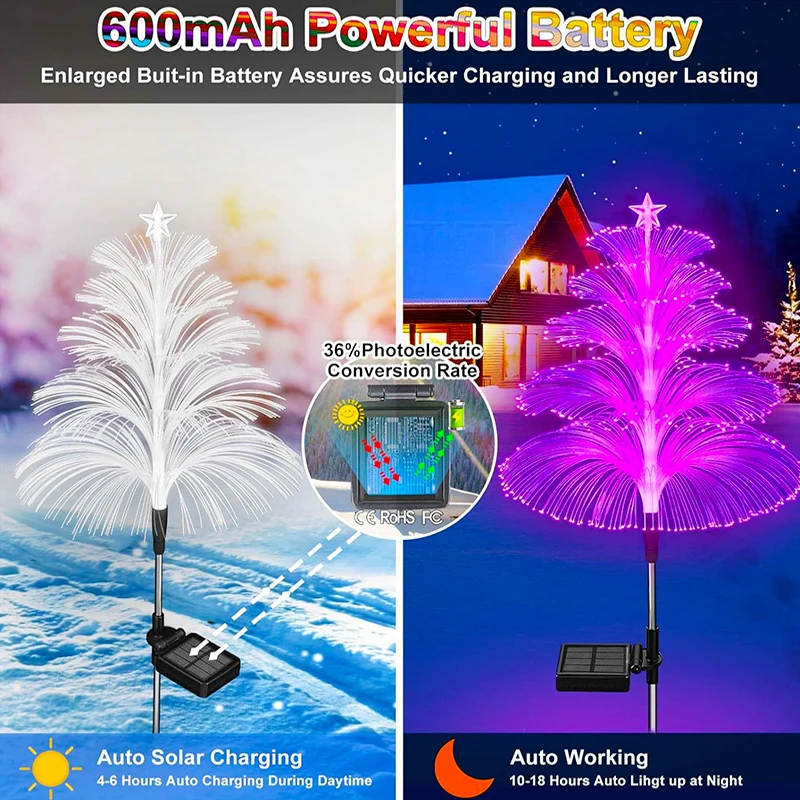 Solar Garden Lights Outdoor Waterproof 7 Color Changing Double Jellyfish and Star Christmas Yard Garden Decor solar lights solar led lights garden lighting