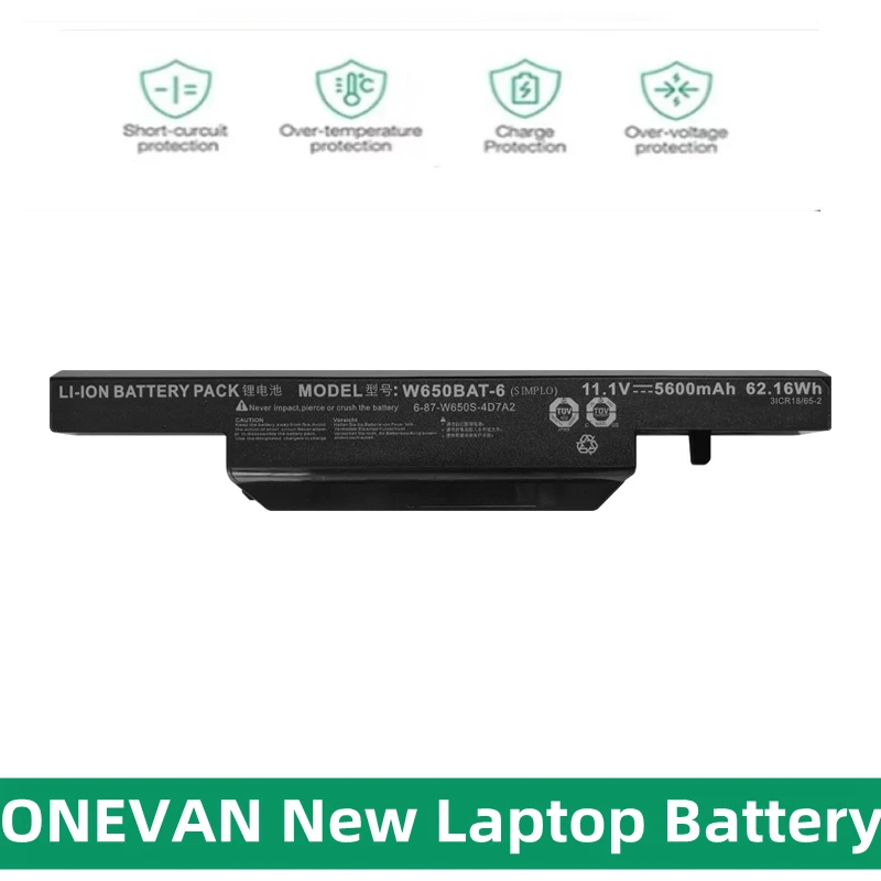 

ONEVAN New W650bat 6 Laptop Battery for Hasee K610C K650D K570N K710C K590C K750D series for Clevo W650S W650BAT-6