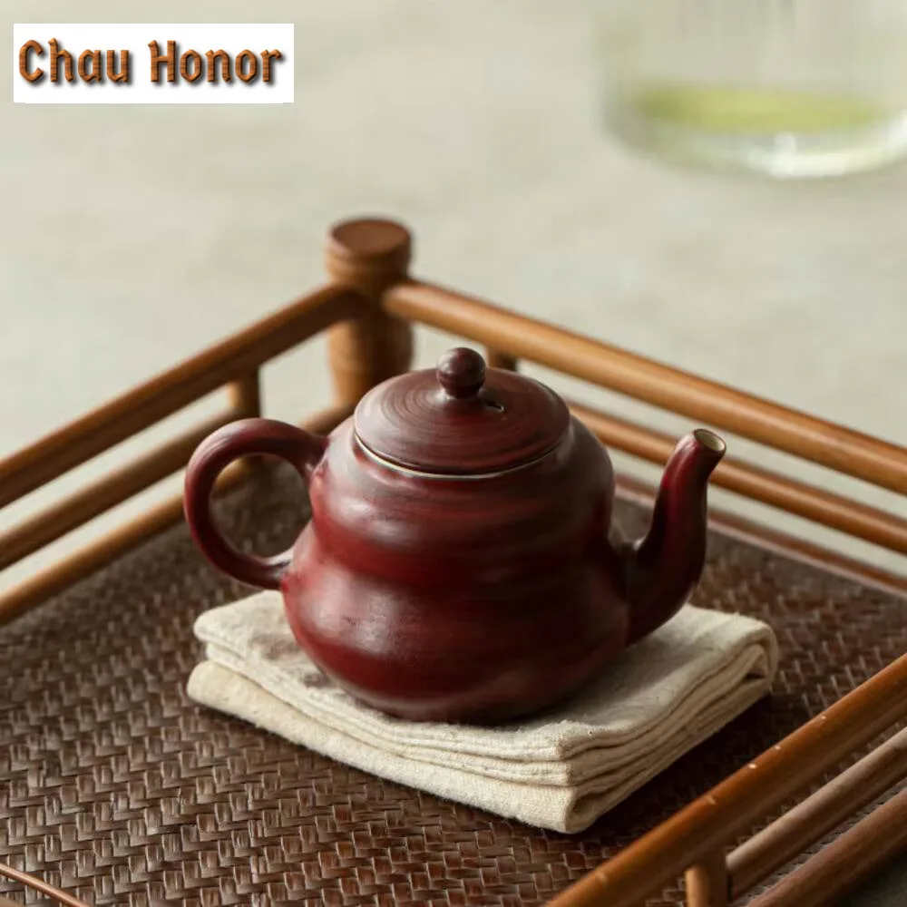 100ml Handmade Hawthorn Red Teapot Creative Powder Yin Gourd Pot Tea Maker Kettle White Tea Tea Ceremony Supplies Collection