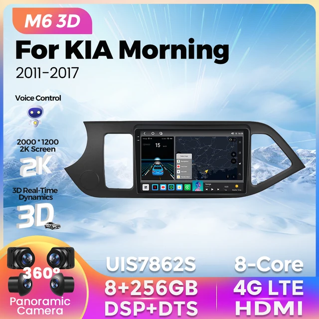 2023 NEW M6 Plus 3D Car Radio Android All in one For Kia Morning 2 picanto 2011-2017 Multimedia Player For Carplay Android Auto