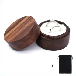 Customized Walnut Wood Round Ring Box with Clear Cover - Free Name and Date Engraving - Logo(send to seller) (A - 2 - White)