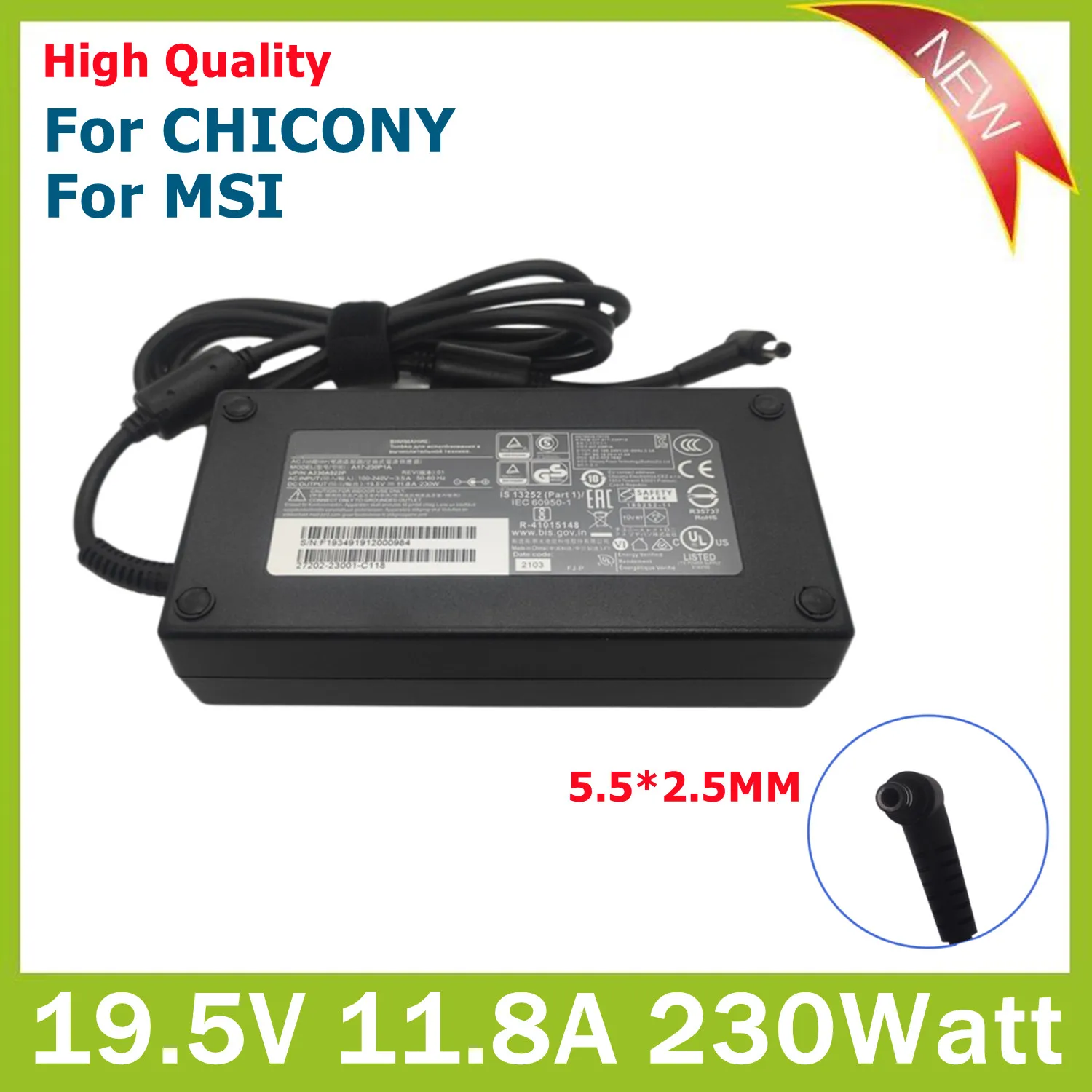 230W 19.5V 11.8A Caricabatterie A17-230P1A Adattatore Ca Per Chicony/Msi Gs73 X811 T7X-B Stealth-248 8Sf Gs65 Alimentatore A12-230P1A Cavo