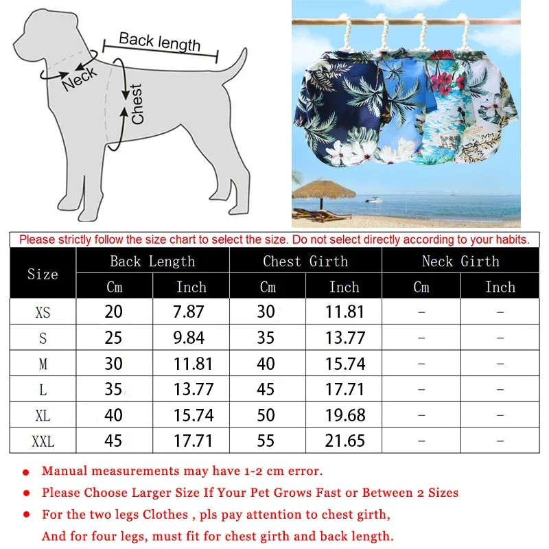 Pet Dog Shirt Hawaiian Beach Style Thin Breathable For Small Dogs Puppy Cat