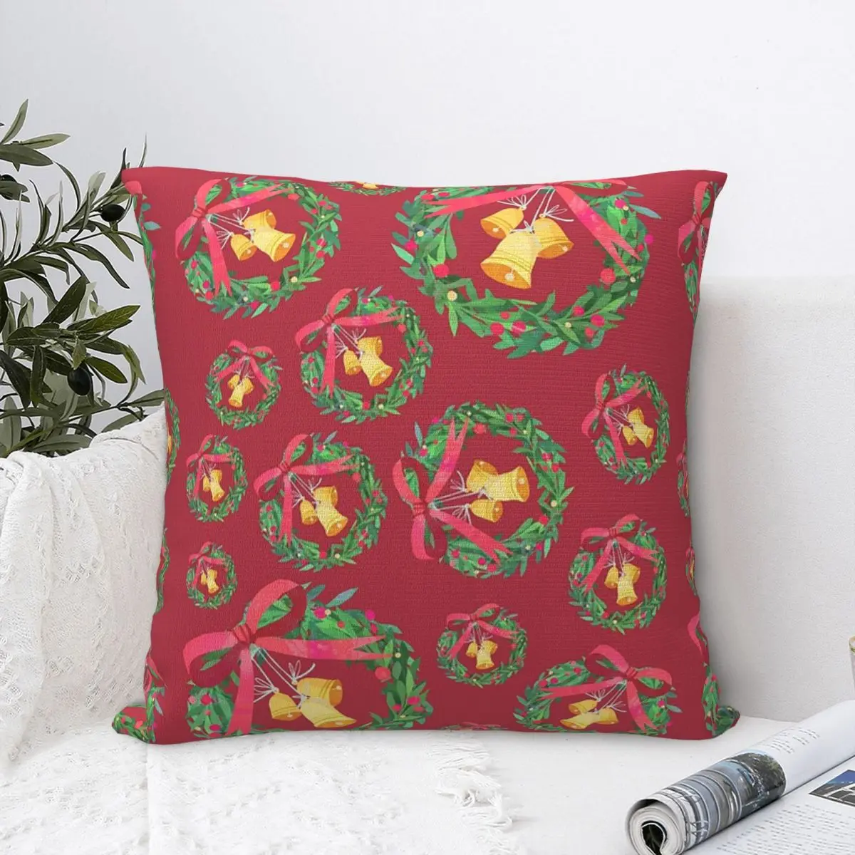 

Christmas Aesthetic Print Square Pillowcase Cushion Cover Decorative Pillow Case Polyester Throw Pillow cover For Home Sofa